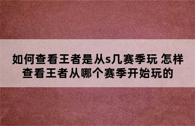 如何查看王者是从s几赛季玩 怎样查看王者从哪个赛季开始玩的